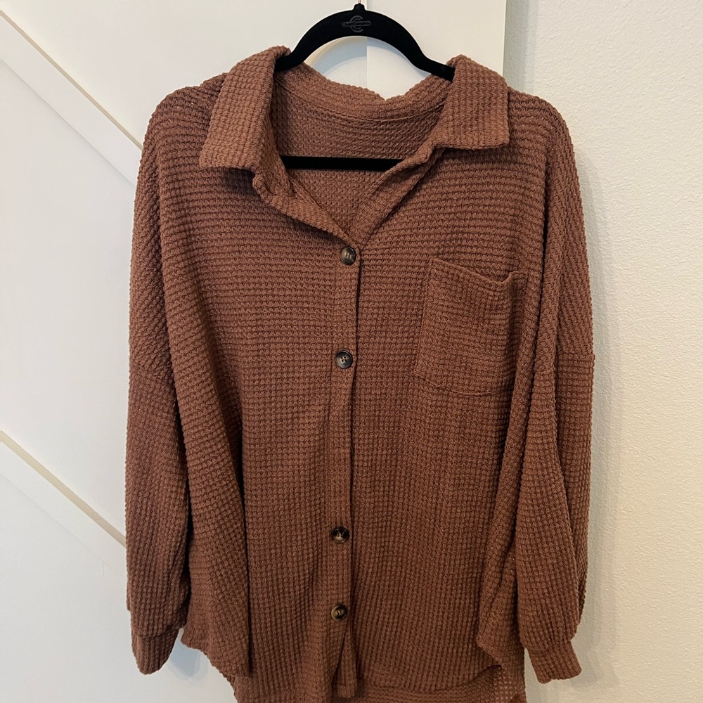 Cozy Brown Button-Up Cardigan